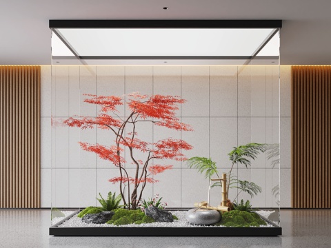  现代室内景观造景 苔藓景观 景观小品3d模型 