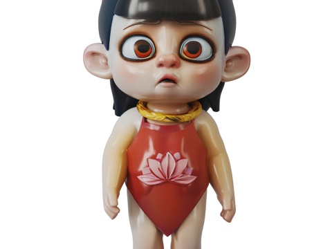  现代哪吒雕塑3d模型 