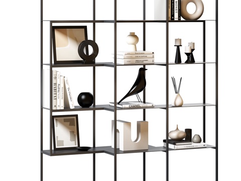  Bonaldo 极简书架 金属书架 展示架 装饰架 装饰品3d模型 