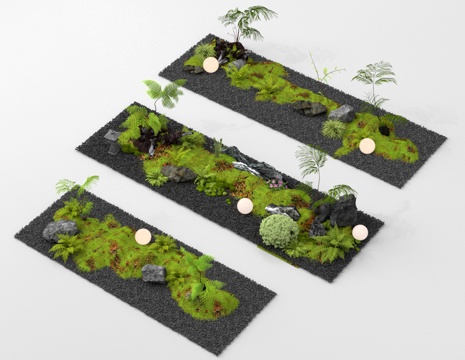  植物造景 景观小品 庭院小品3d模型 