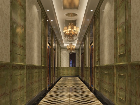  简欧KTV走廊过道3d模型 