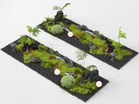  植物造景 景观小品 庭院小品3d模型 
