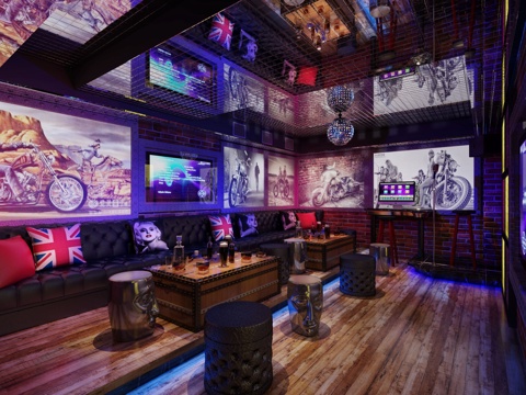  现代工业风KTV包厢3d模型 