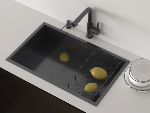  现代水槽 厨房水槽 嵌入式水槽 洗菜盆3d模型 