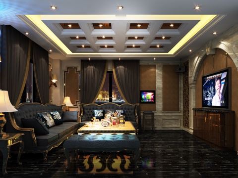  现代简欧工装KTV包间3d模型 