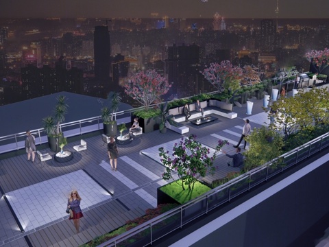  现代屋顶花园 庭院花园 空中花园su模型 