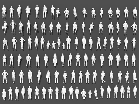  3D 三维人物  人 商业人 运动人 小孩  简模白模人物3d模型 