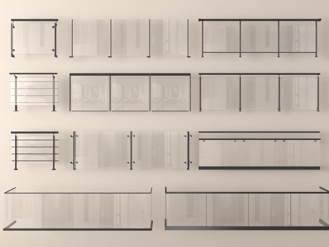  玻璃栏杆 围栏 护栏 栅栏3d模型 