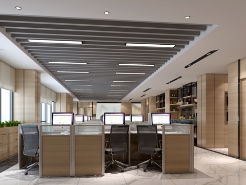 现代公司 公共办公区 休闲吧区3d模型 