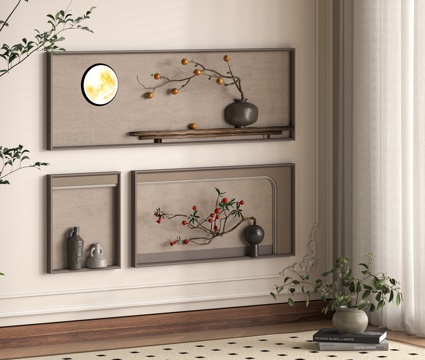  侘寂立体画 装饰画3d模型 