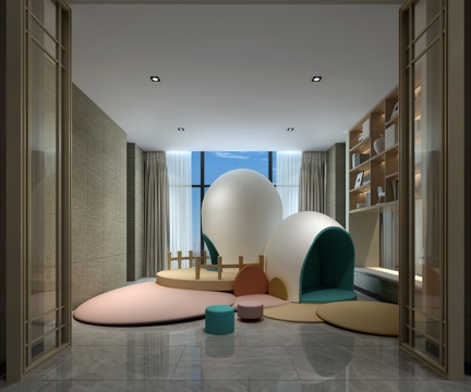  现代儿童游戏区 游戏设施 售楼处游戏区 玩具 屏风3d模型 