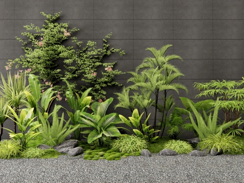 现代植物组合 花境 植物堆 花草 苔藓景观 室内植物造景3d模型 
