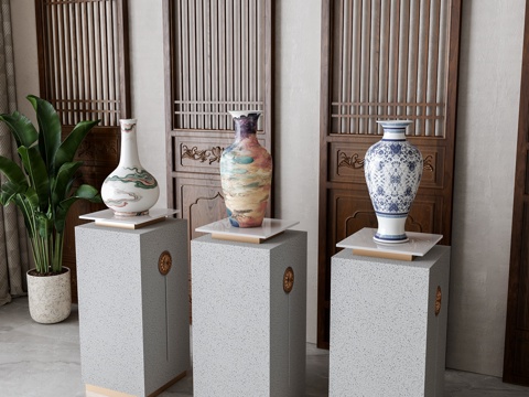  新中式瓷瓶摆件3d模型 