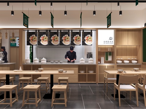  快餐店 面点  日式餐馆3d模型 