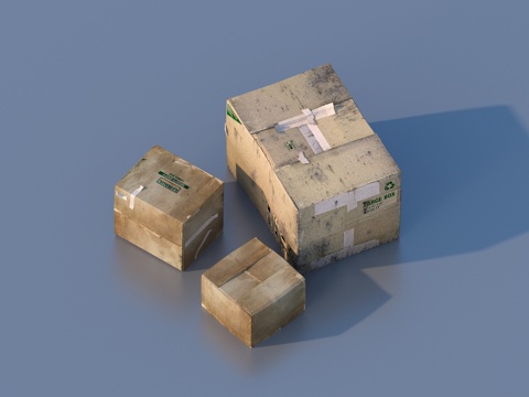  箱子 纸箱子 纸皮箱su模型 