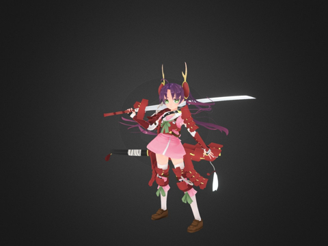  武士少女3d模型 