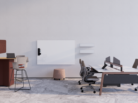  现代办公家具组合开放办公区su模型 