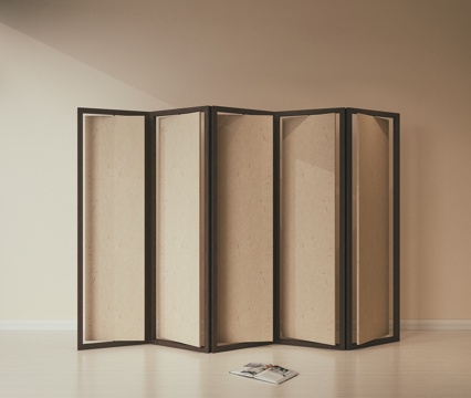  中古风木质屏风 可折叠屏风 隔断 客厅屏风 复古屏风3d模型 