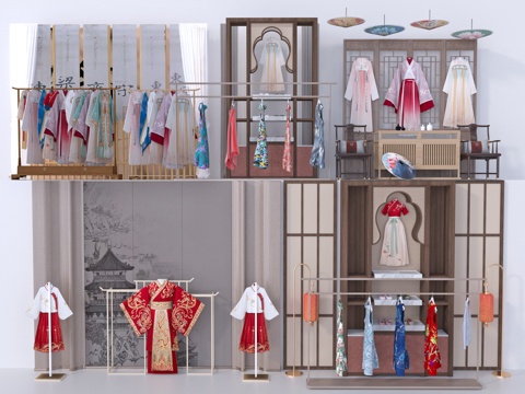  汉服店3d模型 