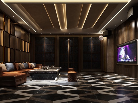  新中式卡拉OKKTV包间 点歌台3d模型 