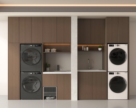  洗衣机柜 烘洗一体机su模型 