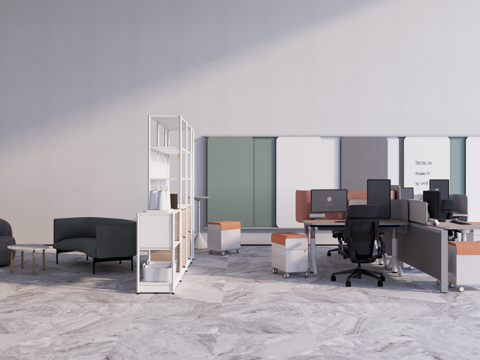  现代智能办公多功能办公区su模型 