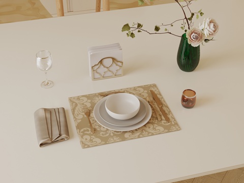  现代西餐餐具 刀叉 酒杯3d模型 