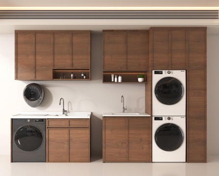  洗衣机柜 烘洗一体机su模型 