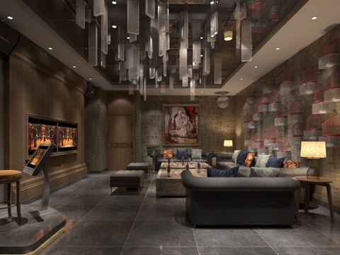  工业风KTV包间 点歌台3d模型 