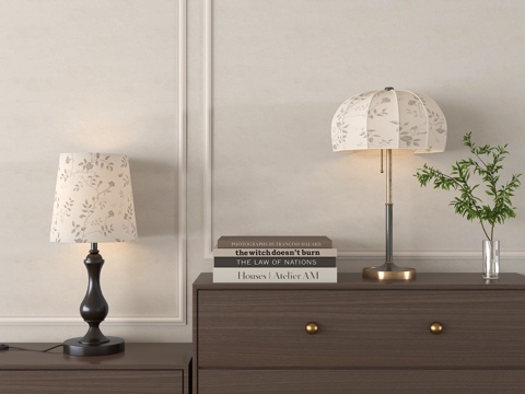  中古风台灯 复古台灯3d模型 