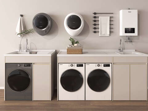  洗衣机 毛巾架 燃气热水器su模型 