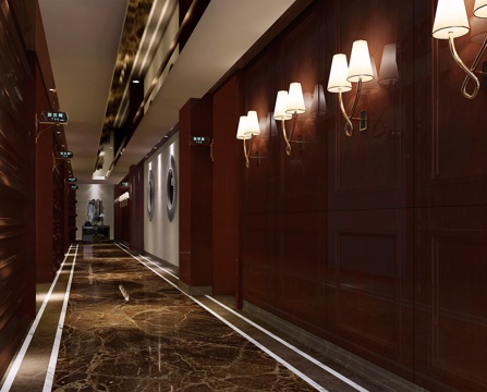  简欧欧式KTV走道3d模型 