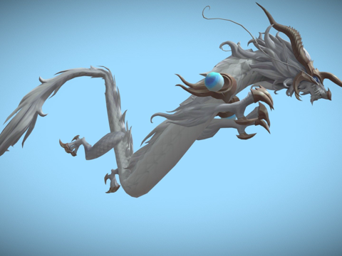  白中国龙3d模型 