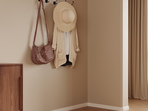  挂衣钩 现代奶油风挂衣钩 衣服帽子su模型 