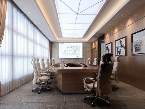  现代会议室 多功能会议室 接待室 报告厅3d模型 