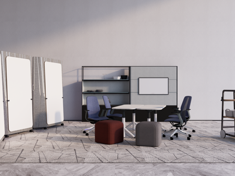  现代灵活开放办公区头脑风暴区su模型 