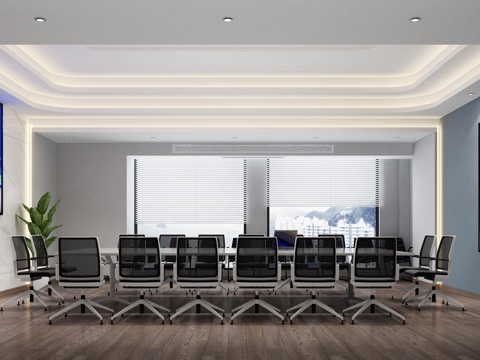  现代会议室会议桌3d模型 