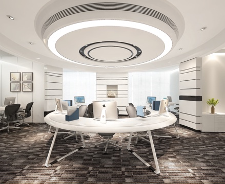  办公室 办公区3d模型 