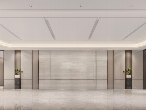  写字楼大堂   办公楼前台su模型 