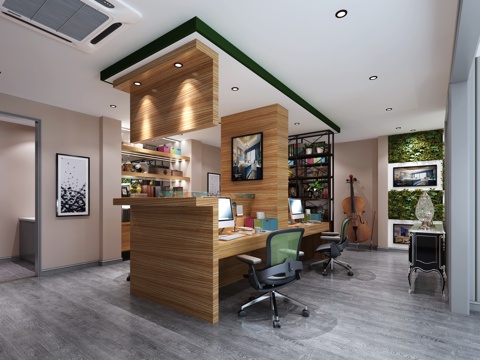  现代办公室 接待室 会议室 开放办公室3d模型 