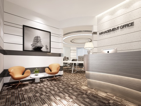  办公室前台3d模型 