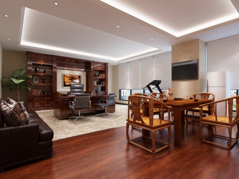  中式经理办公室3d模型 