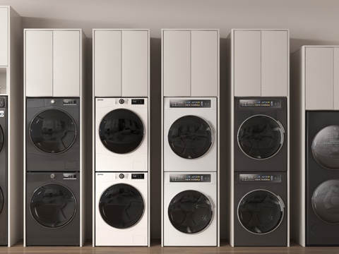  洗衣机 烘洗一体机su模型 