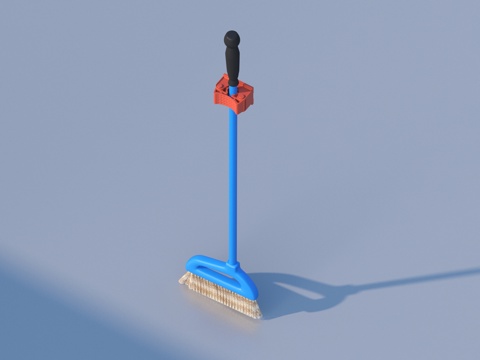  扫把 笤帚 长杆刷 清洁用品su模型 