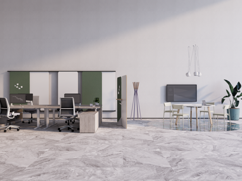  现代智能办公用具组合开放办公区su模型 