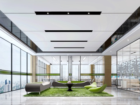  现代办公室 接待室 会议室 开放办公室3d模型 