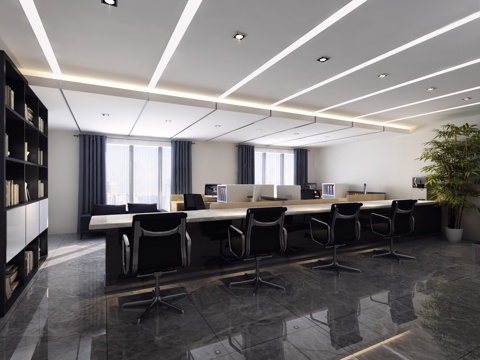  现代 工装 财务室 办公室模型组合3d模型 