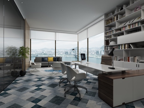  现代办公室3d模型 