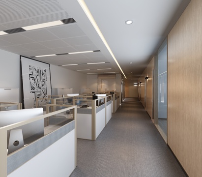  现代办公室 办公桌3d模型 