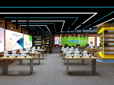  手机通讯营业厅手机卖场通讯卖场3d模型 